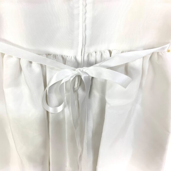 Girls White Organdy Formal Dress 8 Pearl Trim Rosette Detail Wedding Communion - Picture 9 of 12